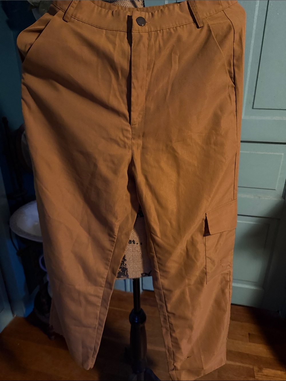 Wide Leg Women's Cargo Pants in Tan